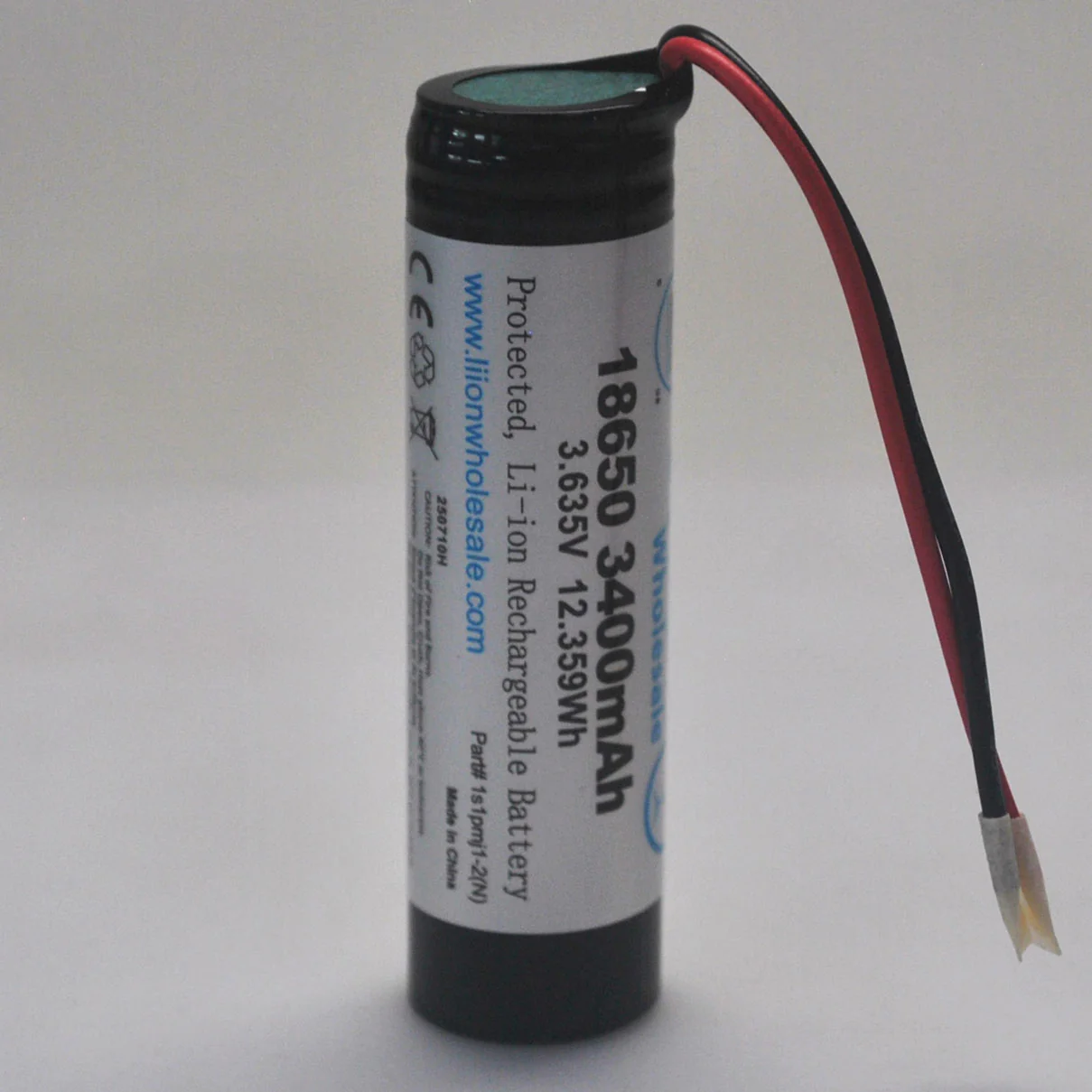 1S1P 3.6V (3.7V) 3500mAh 10A 18650 Battery with Wire Leads - MJ1 cell inside