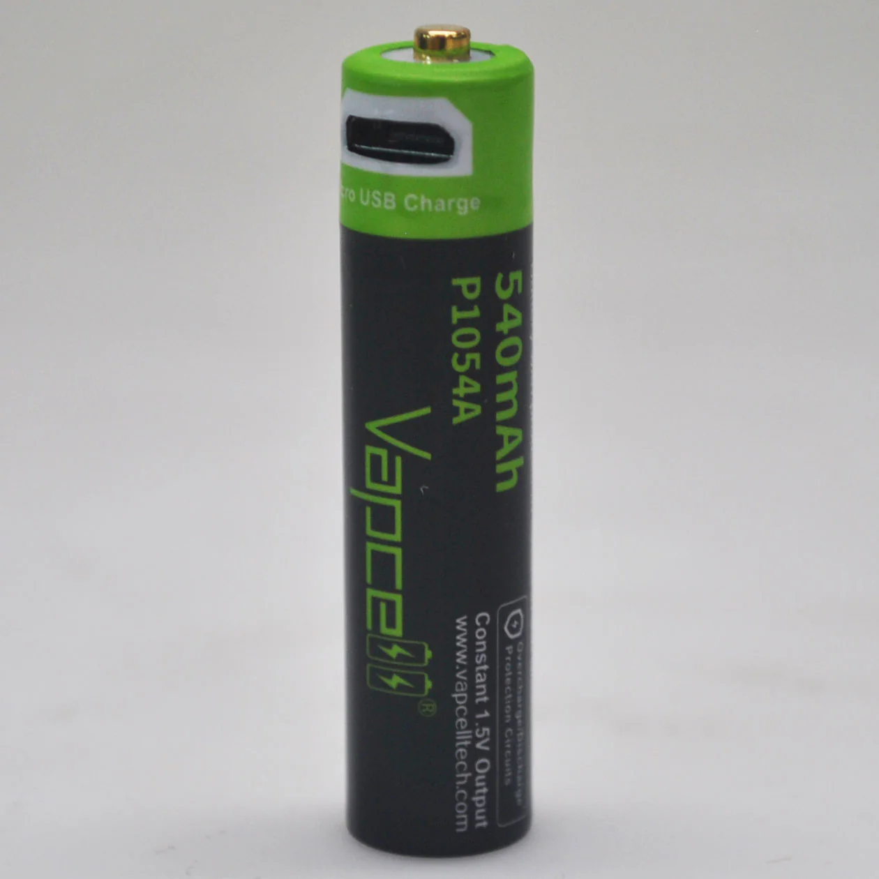 Protected Vapcell P1054A AAA 10440 1.5A Button Top 540mah USB Battery - Genuine
