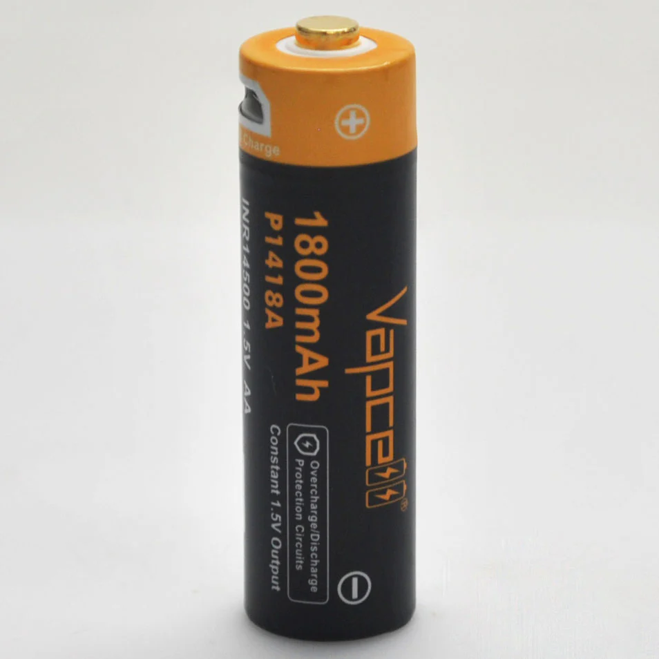 Vapcell P1418A Protected Lithium Ion AA 1.5V Battery with USB port - Genuine