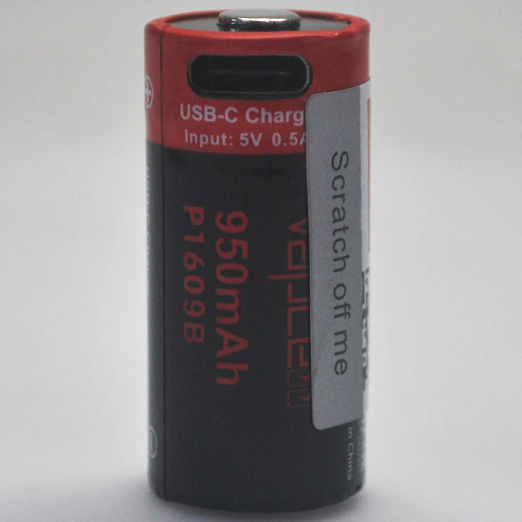 Protected Vapcell P1609B 16340 3A Button Top 950mah Battery - Genuine