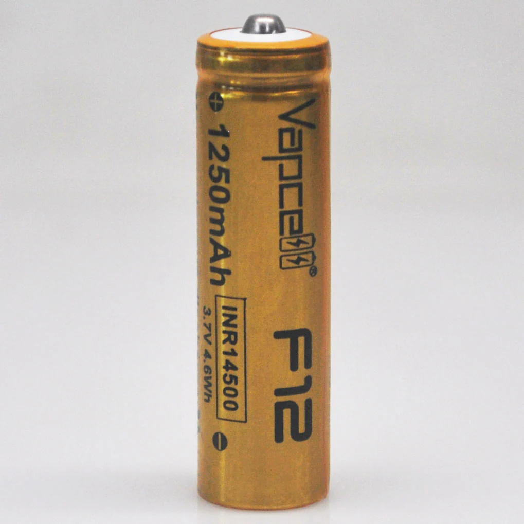 Vapcell F12 14500 3A Button Top 1250mAh Battery - Genuine