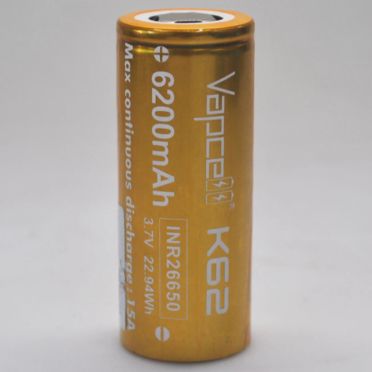 Vapcell K62 26650 15A Flat Top 6200mAh Battery - Genuine