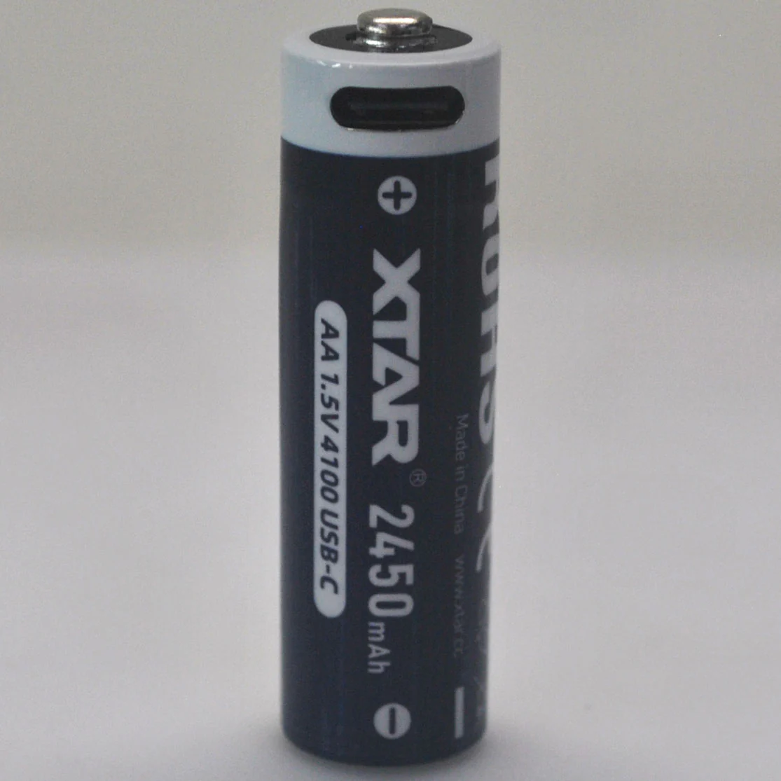 XTAR USB-C AA Size Button Top 4100mWh 1.5V 4 Pack Battery Kit